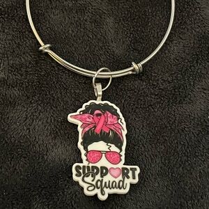 Support Squad Pink and Black Charm Bracelet
